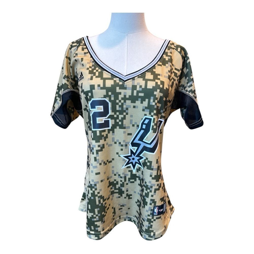 Kawhi Leonard Adidas NBA4Her Jersey Camo San Antonio Spurs Women's Sz XL NWOT